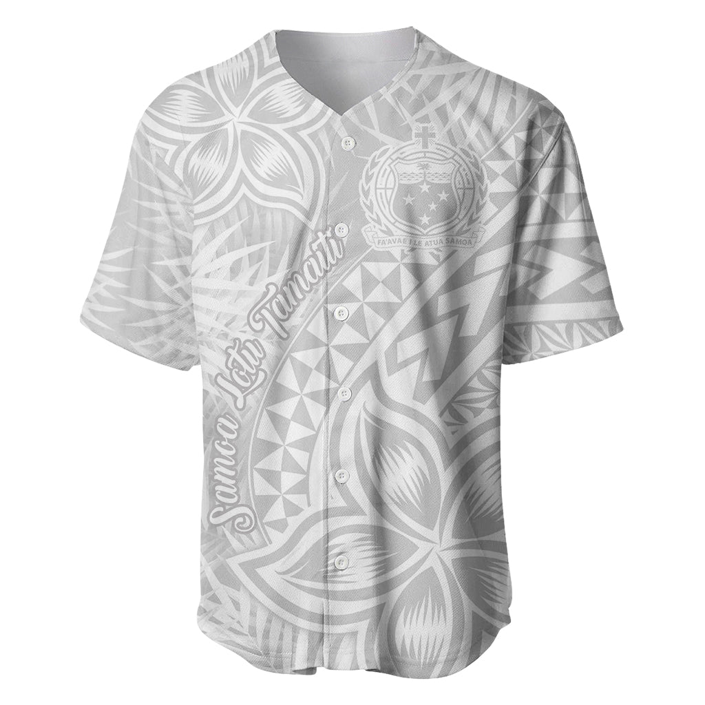 Samoa Lotu Tamait Baseball Jersey Tropical Plant White Sunday With Polynesia Pattern LT9 - Wonder Print Shop