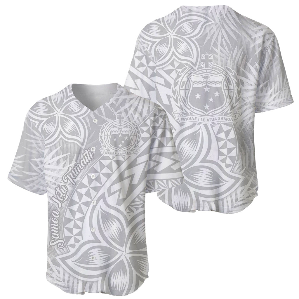Samoa Lotu Tamait Baseball Jersey Tropical Plant White Sunday With Polynesia Pattern LT9 - Wonder Print Shop