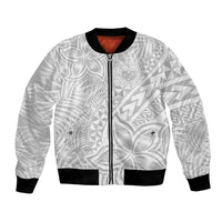 Samoa Lotu Tamait Bomber Jacket Tropical Plant White Sunday With Polynesia Pattern LT9 - Wonder Print Shop