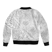 Samoa Lotu Tamait Bomber Jacket Tropical Plant White Sunday With Polynesia Pattern LT9 - Wonder Print Shop