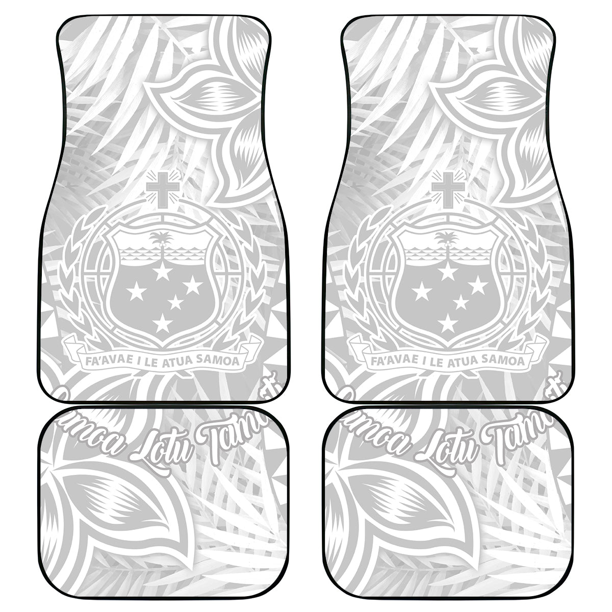 Samoa Lotu Tamait Car Mats Tropical Plant White Sunday With Polynesia Pattern LT9 - Wonder Print Shop