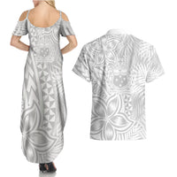 Samoa Lotu Tamait Couples Matching Summer Maxi Dress and Hawaiian Shirt Tropical Plant White Sunday With Polynesia Pattern LT9 - Wonder Print Shop
