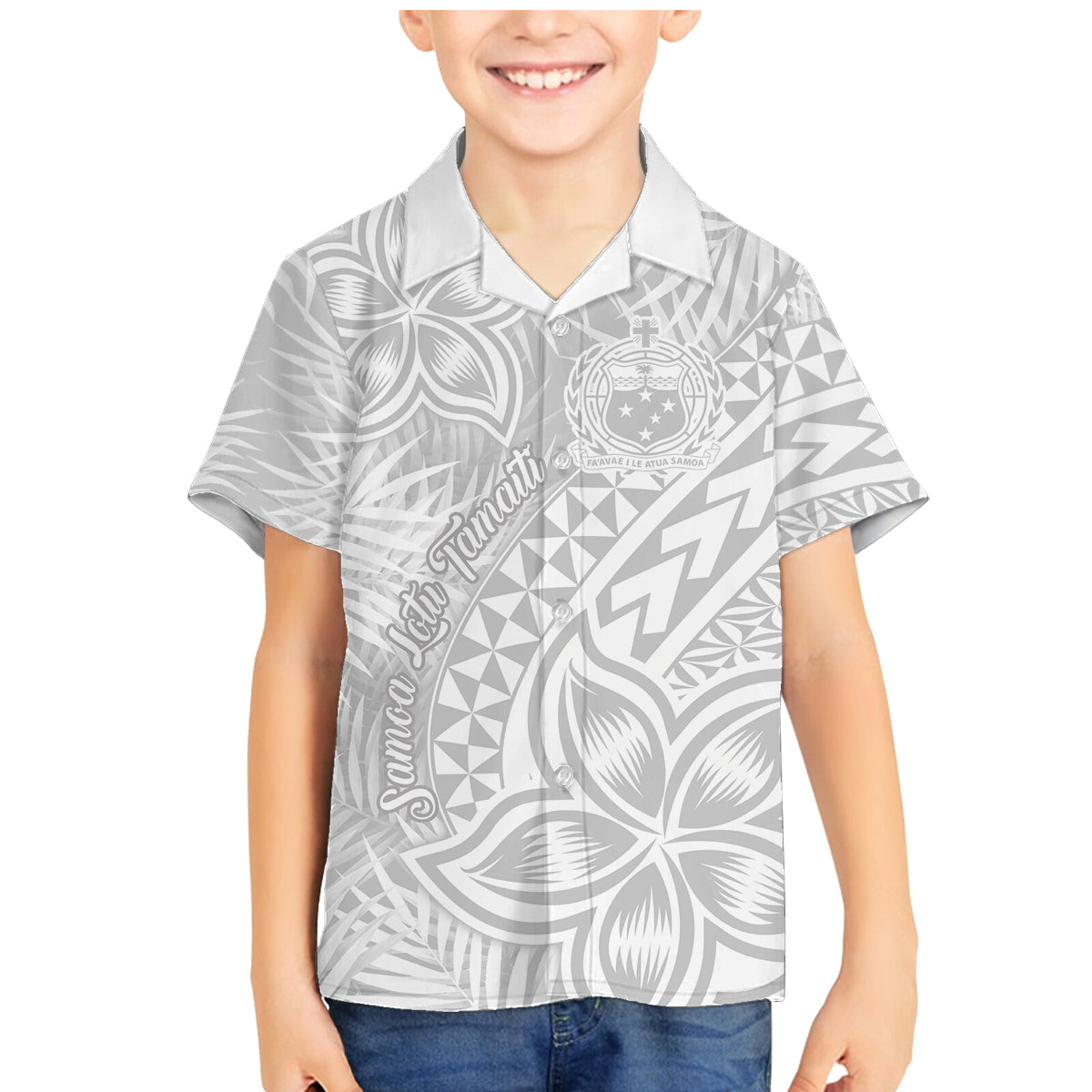 Samoa Lotu Tamait Family Matching Mermaid Dress and Hawaiian Shirt Tropical Plant White Sunday With Polynesia Pattern LT9 - Wonder Print Shop
