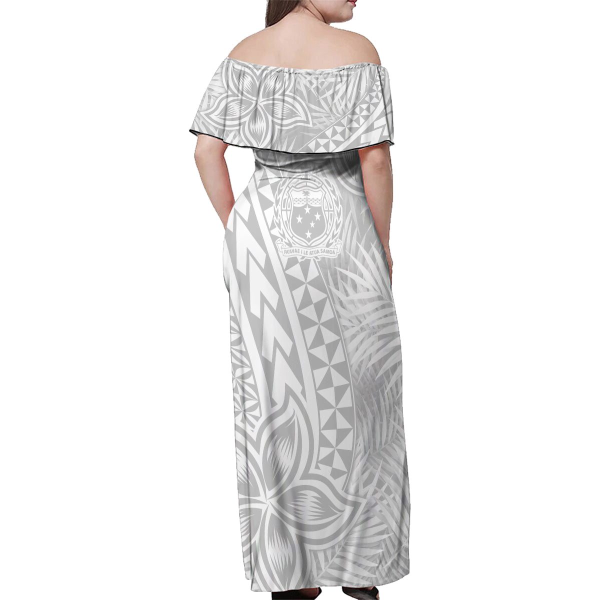 Samoa Lotu Tamait Family Matching Off Shoulder Maxi Dress and Hawaiian Shirt Tropical Plant White Sunday With Polynesia Pattern LT9 - Wonder Print Shop