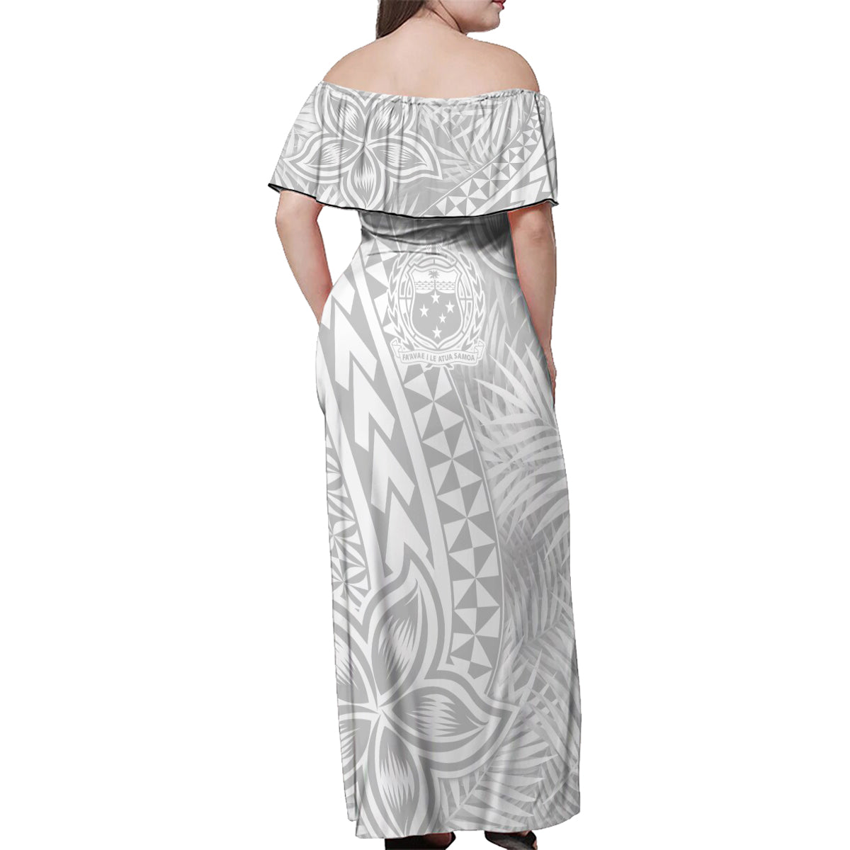 Samoa Lotu Tamait Family Matching Off Shoulder Maxi Dress and Hawaiian Shirt Tropical Plant White Sunday With Polynesia Pattern LT9 - Wonder Print Shop