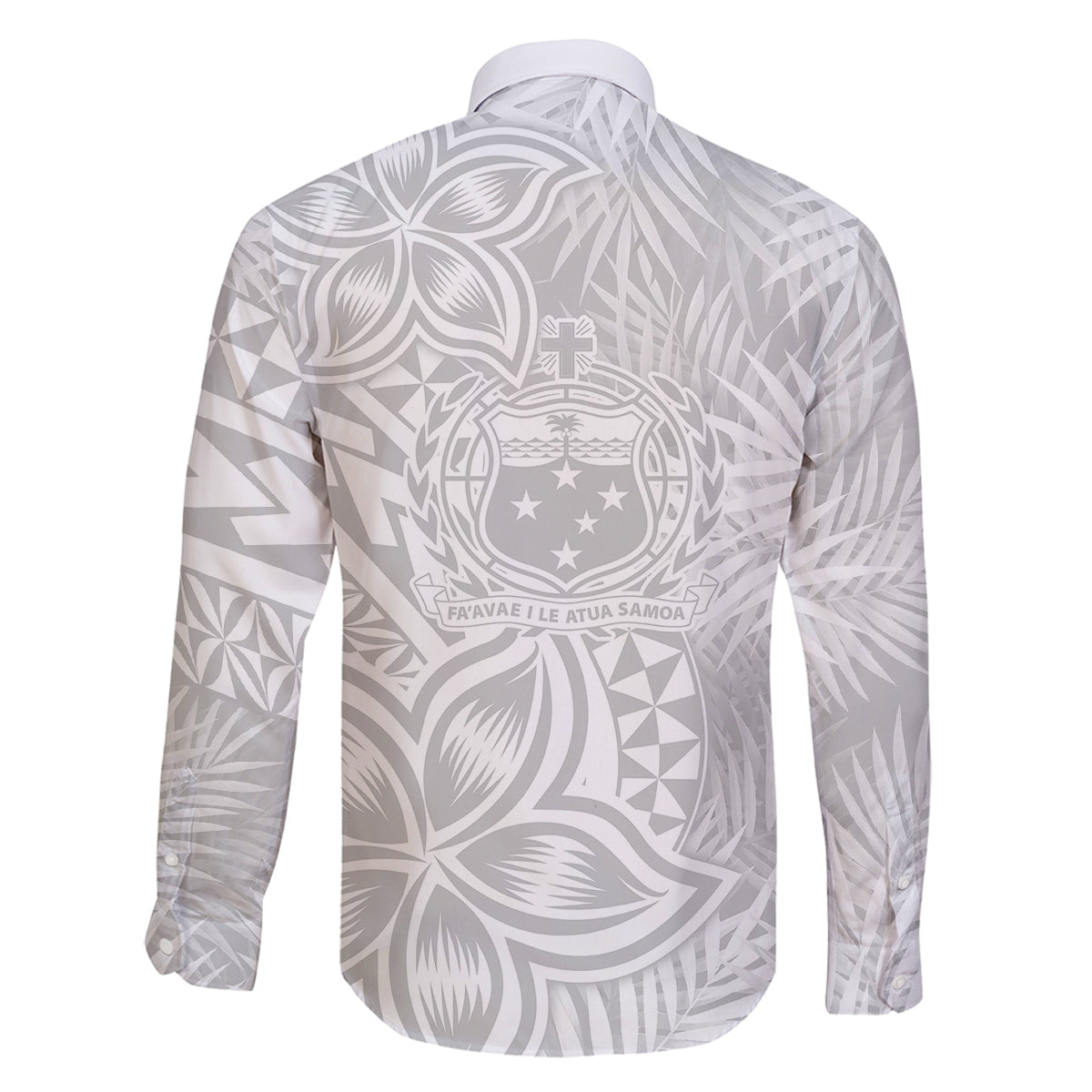 Samoa Lotu Tamait Family Matching Off Shoulder Short Dress and Hawaiian Shirt Tropical Plant White Sunday With Polynesia Pattern LT9 - Wonder Print Shop