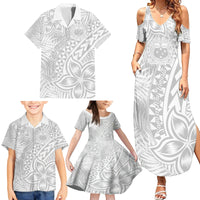 Samoa Lotu Tamait Family Matching Summer Maxi Dress and Hawaiian Shirt Tropical Plant White Sunday With Polynesia Pattern - Wonder Print Shop