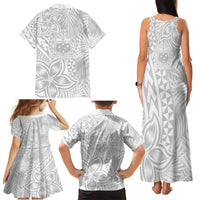 Samoa Lotu Tamait Family Matching Tank Maxi Dress and Hawaiian Shirt Tropical Plant White Sunday With Polynesia Pattern - Wonder Print Shop