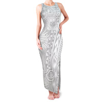 Samoa Lotu Tamait Family Matching Tank Maxi Dress and Hawaiian Shirt Tropical Plant White Sunday With Polynesia Pattern - Wonder Print Shop