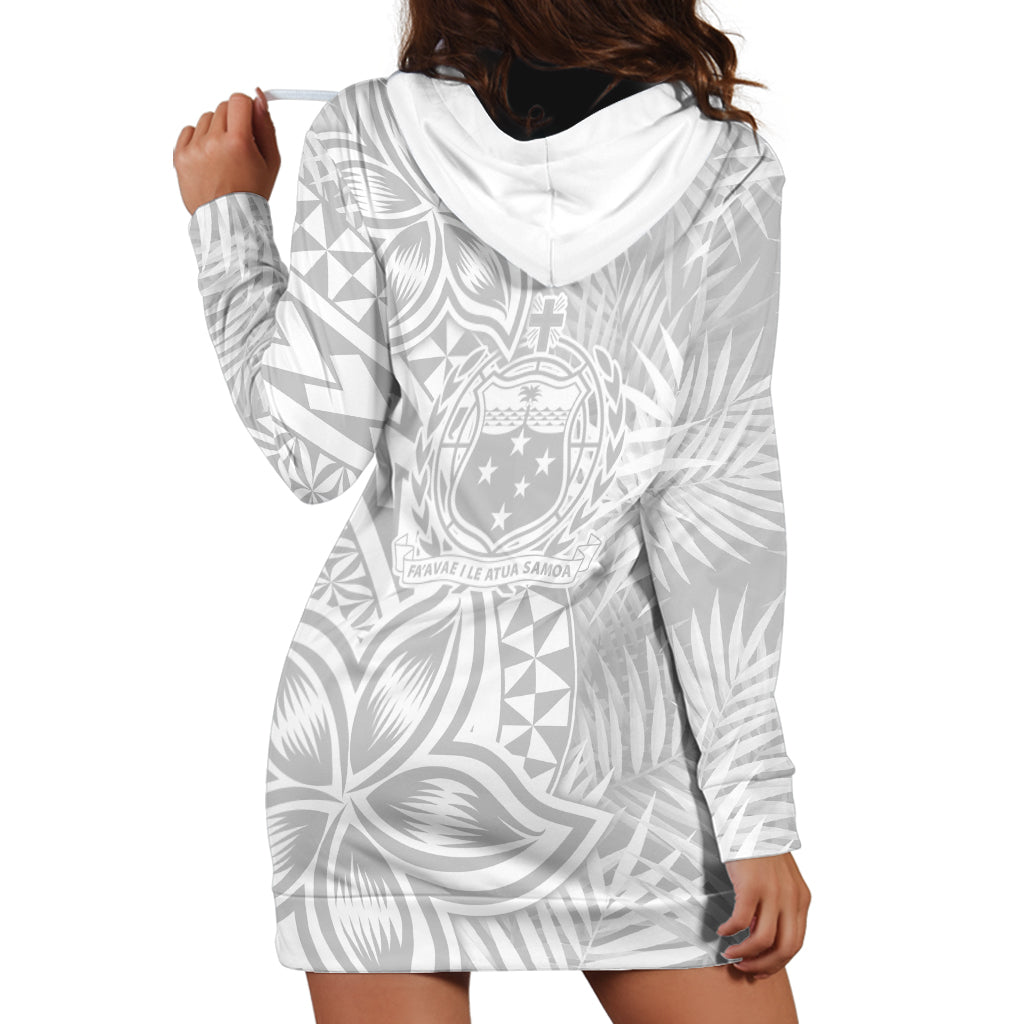 Samoa Lotu Tamait Hoodie Dress Tropical Plant White Sunday With Polynesia Pattern - Wonder Print Shop