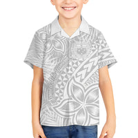 Samoa Lotu Tamait Kid Hawaiian Shirt Tropical Plant White Sunday With Polynesia Pattern - Wonder Print Shop