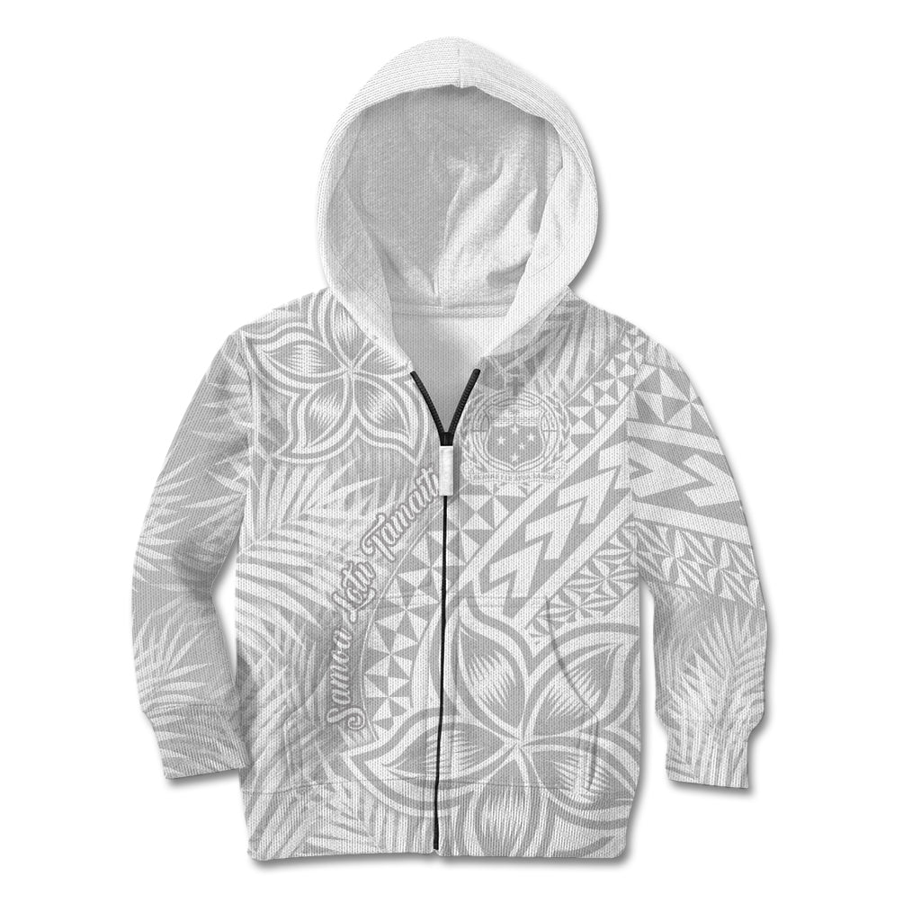 Samoa Lotu Tamait Kid Hoodie Tropical Plant White Sunday With Polynesia Pattern - Wonder Print Shop