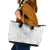 Samoa Lotu Tamait Leather Tote Bag Tropical Plant White Sunday With Polynesia Pattern - Wonder Print Shop