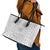 Samoa Lotu Tamait Leather Tote Bag Tropical Plant White Sunday With Polynesia Pattern - Wonder Print Shop