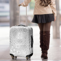 Samoa Lotu Tamait Luggage Cover Tropical Plant White Sunday With Polynesia Pattern - Wonder Print Shop