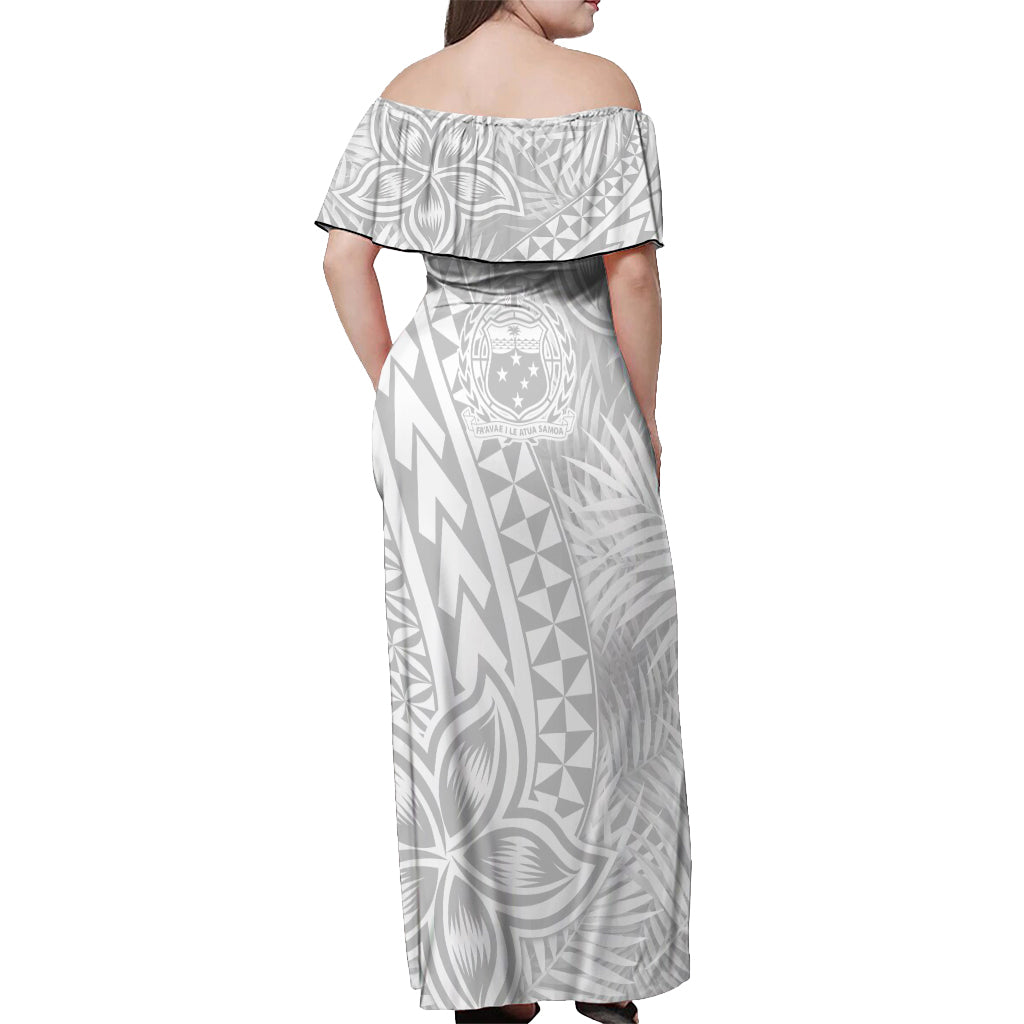 Samoa Lotu Tamait Off Shoulder Maxi Dress Tropical Plant White Sunday With Polynesia Pattern - Wonder Print Shop