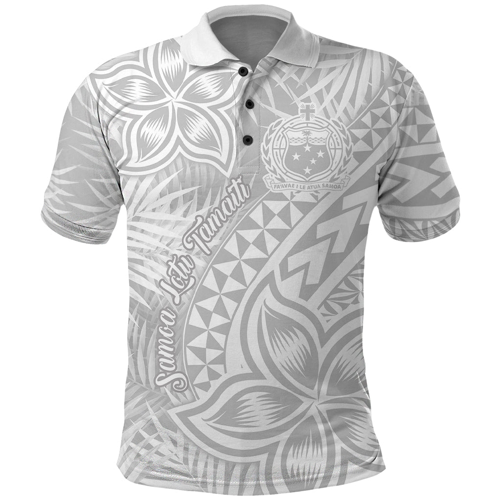 Samoa Lotu Tamait Polo Shirt Tropical Plant White Sunday With Polynesia Pattern - Wonder Print Shop