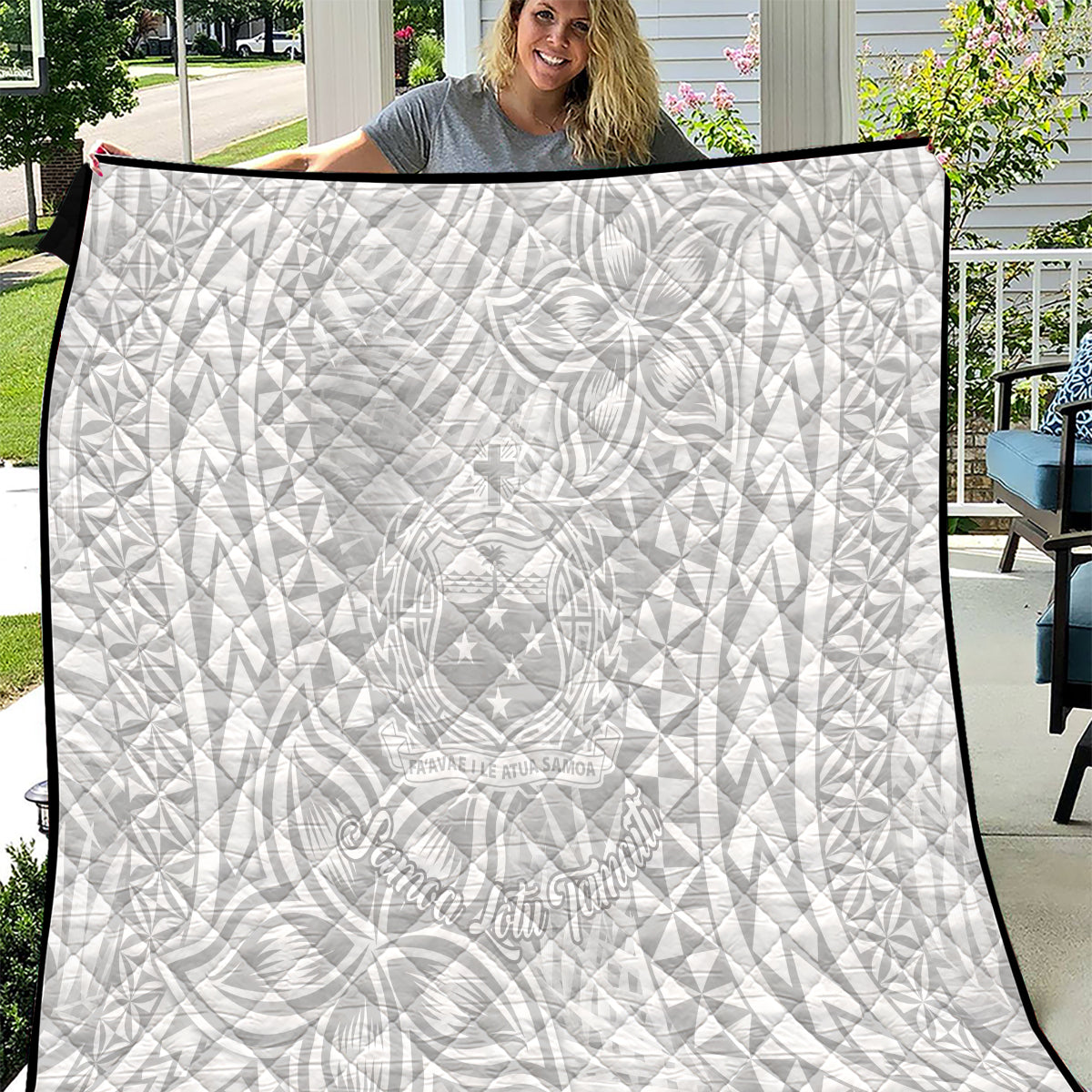Samoa Lotu Tamait Quilt Tropical Plant White Sunday With Polynesia Pattern - Wonder Print Shop