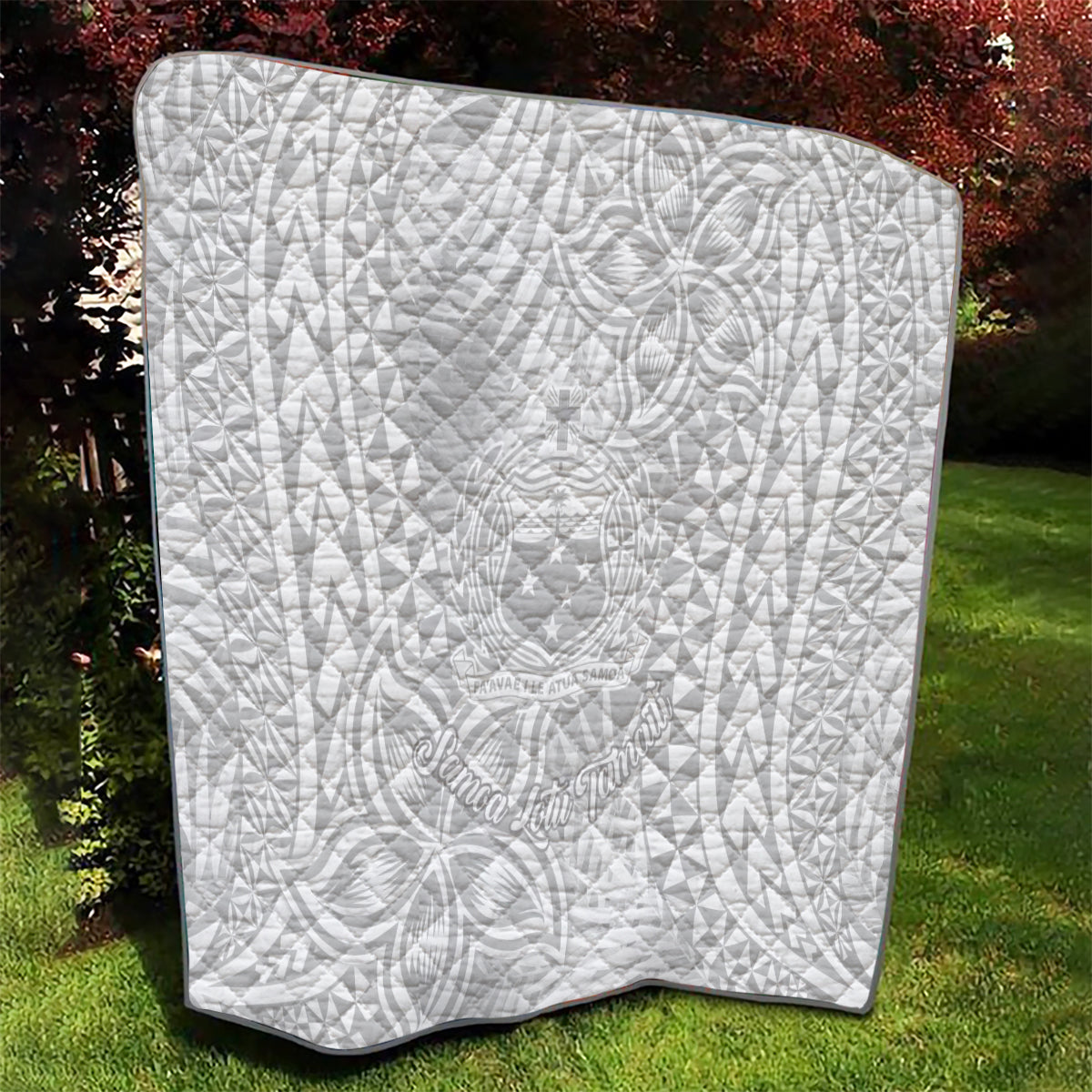 Samoa Lotu Tamait Quilt Tropical Plant White Sunday With Polynesia Pattern - Wonder Print Shop