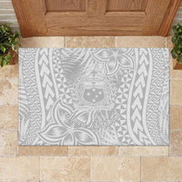 Samoa Lotu Tamait Rubber Doormat Tropical Plant White Sunday With Polynesia Pattern - Wonder Print Shop