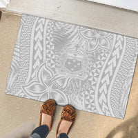 Samoa Lotu Tamait Rubber Doormat Tropical Plant White Sunday With Polynesia Pattern - Wonder Print Shop