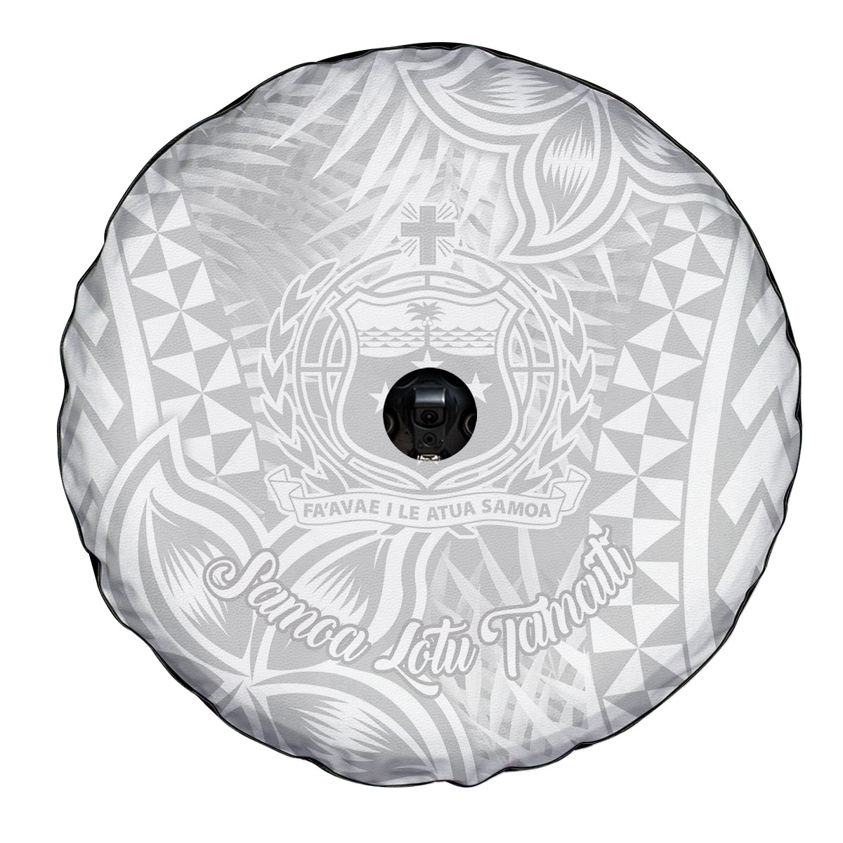 Samoa Lotu Tamait Spare Tire Cover Tropical Plant White Sunday With Polynesia Pattern - Wonder Print Shop