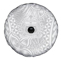 Samoa Lotu Tamait Spare Tire Cover Tropical Plant White Sunday With Polynesia Pattern - Wonder Print Shop