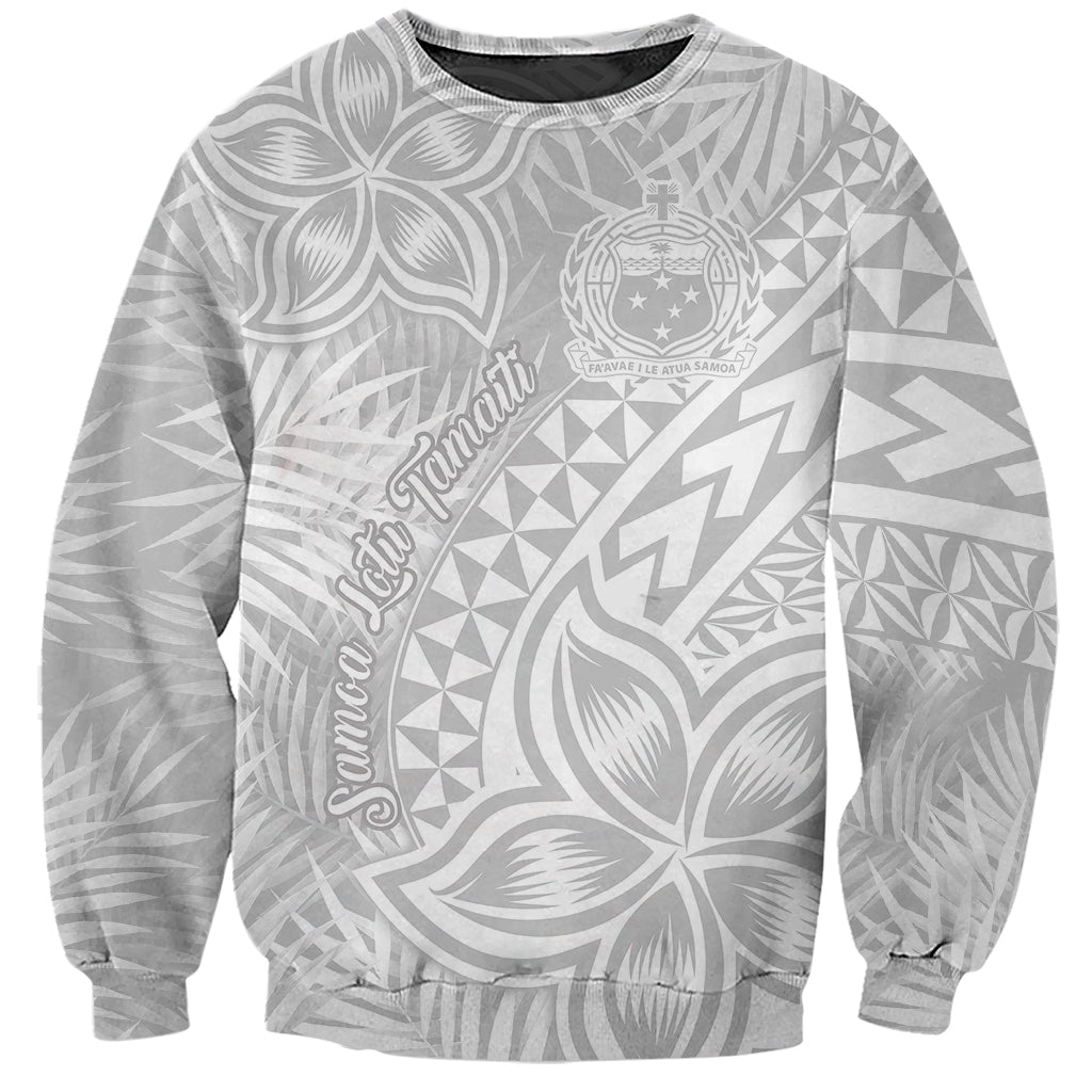 Samoa Lotu Tamait Sweatshirt Tropical Plant White Sunday With Polynesia Pattern - Wonder Print Shop