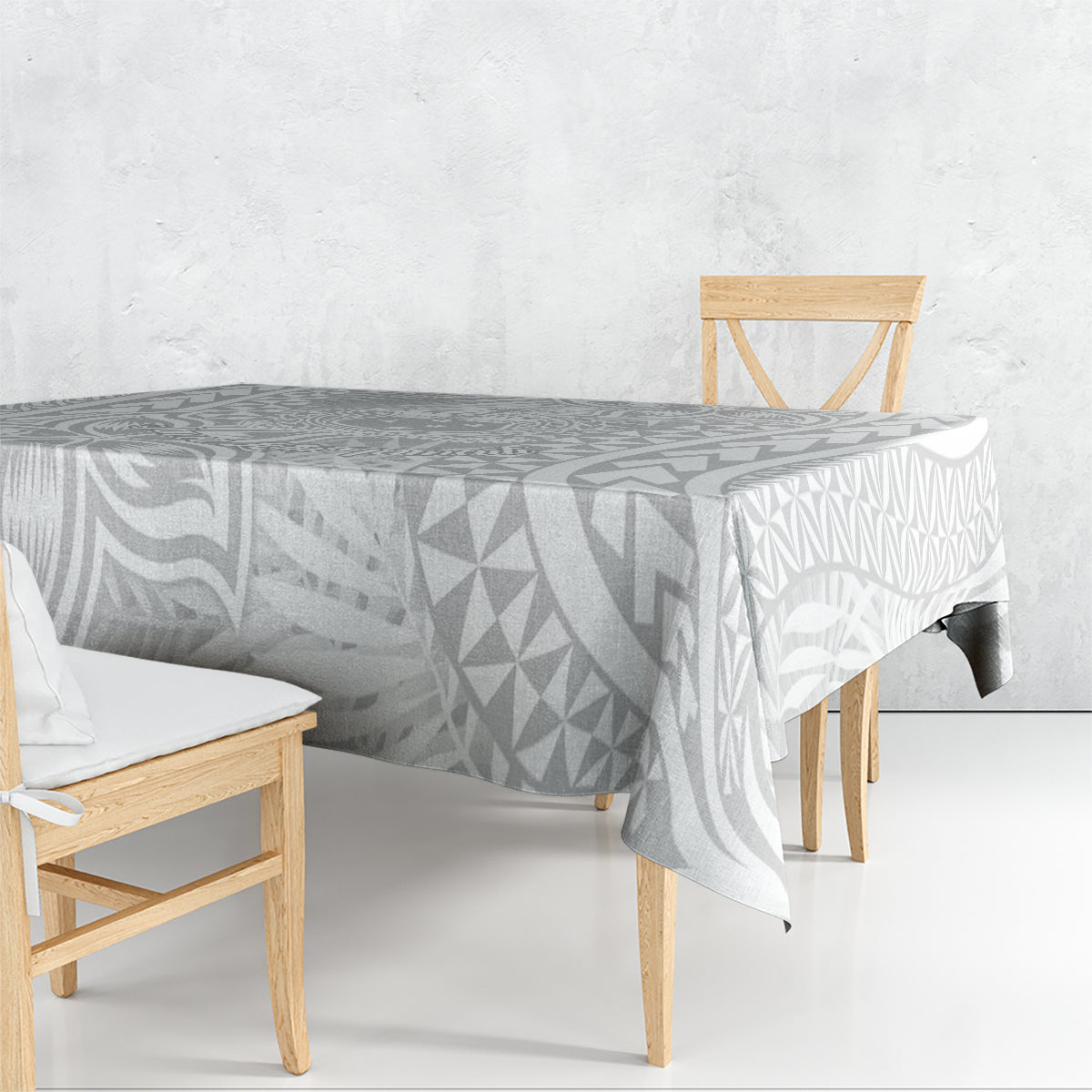 Samoa Lotu Tamait Tablecloth Tropical Plant White Sunday With Polynesia Pattern - Wonder Print Shop