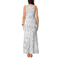 Samoa Lotu Tamait Tank Maxi Dress Tropical Plant White Sunday With Polynesia Pattern - Wonder Print Shop
