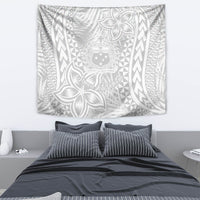 Samoa Lotu Tamait Tapestry Tropical Plant White Sunday With Polynesia Pattern - Wonder Print Shop