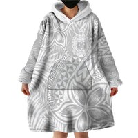 Samoa Lotu Tamait Wearable Blanket Hoodie Tropical Plant White Sunday With Polynesia Pattern - Wonder Print Shop