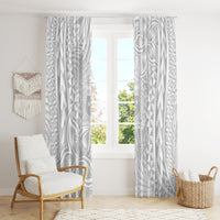 Samoa Lotu Tamait Window Curtain Tropical Plant White Sunday With Polynesia Pattern - Wonder Print Shop