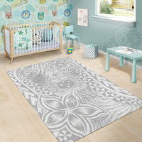 Personalised Samoa Lotu Tamait Area Rug Tropical Plant White Sunday With Polynesia Pattern LT9 - Wonder Print Shop