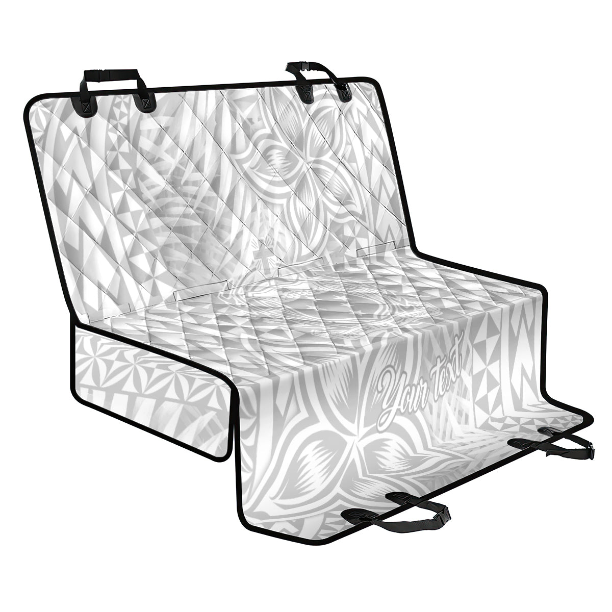 Personalised Samoa Lotu Tamait Back Car Seat Cover Tropical Plant White Sunday With Polynesia Pattern LT9 - Wonder Print Shop