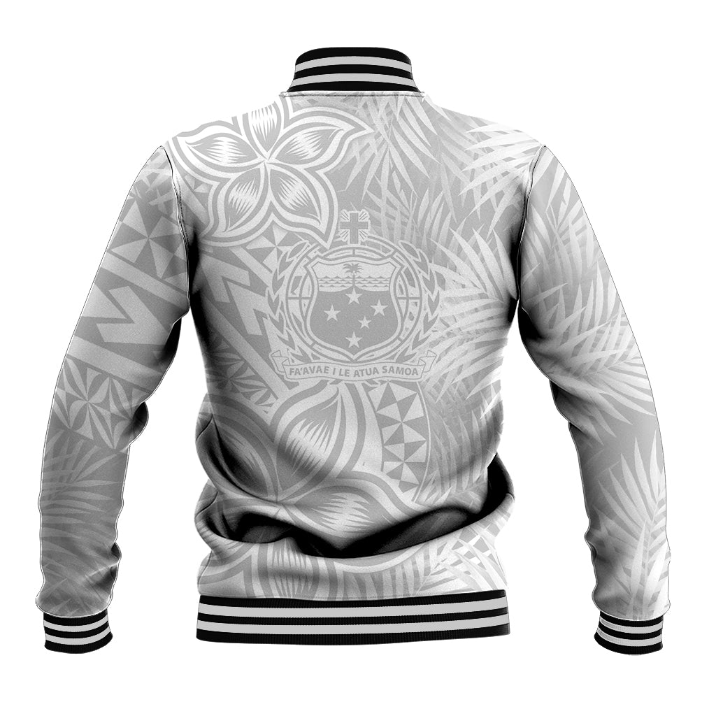 Personalised Samoa Lotu Tamait Baseball Jacket Tropical Plant White Sunday With Polynesia Pattern LT9 - Wonder Print Shop