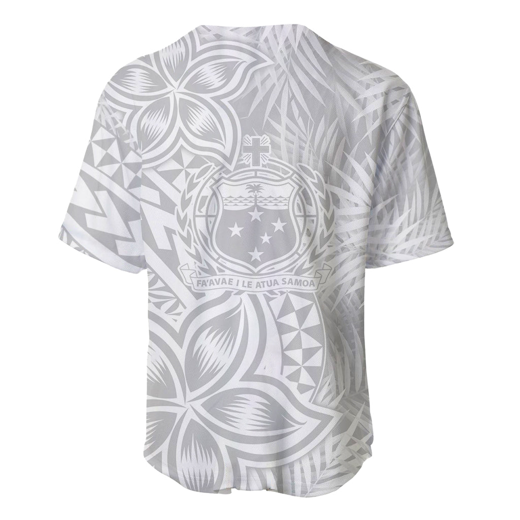 Personalised Samoa Lotu Tamait Baseball Jersey Tropical Plant White Sunday With Polynesia Pattern LT9 - Wonder Print Shop