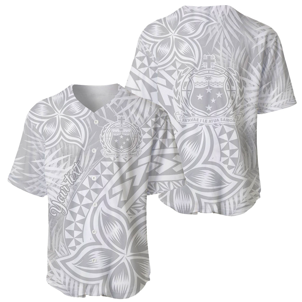 Personalised Samoa Lotu Tamait Baseball Jersey Tropical Plant White Sunday With Polynesia Pattern LT9 - Wonder Print Shop