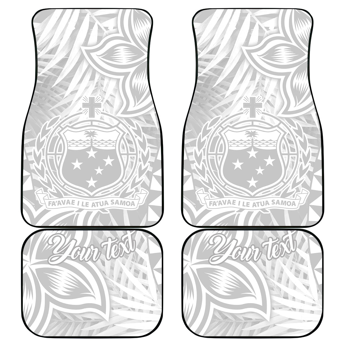 Personalised Samoa Lotu Tamait Car Mats Tropical Plant White Sunday With Polynesia Pattern LT9 - Wonder Print Shop