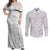 Personalised Samoa Lotu Tamait Couples Matching Off Shoulder Maxi Dress and Long Sleeve Button Shirts Tropical Plant White Sunday With Polynesia Pattern LT9 - Wonder Print Shop