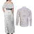 Personalised Samoa Lotu Tamait Couples Matching Off Shoulder Maxi Dress and Long Sleeve Button Shirts Tropical Plant White Sunday With Polynesia Pattern LT9 - Wonder Print Shop