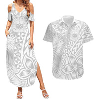 Personalised Samoa Lotu Tamait Couples Matching Summer Maxi Dress and Hawaiian Shirt Tropical Plant White Sunday With Polynesia Pattern LT9 - Wonder Print Shop