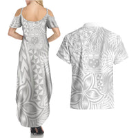 Personalised Samoa Lotu Tamait Couples Matching Summer Maxi Dress and Hawaiian Shirt Tropical Plant White Sunday With Polynesia Pattern LT9 - Wonder Print Shop