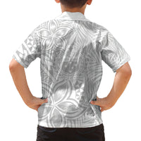 Personalised Samoa Lotu Tamait Family Matching Off Shoulder Short Dress and Hawaiian Shirt Tropical Plant White Sunday With Polynesia Pattern LT9 - Wonder Print Shop