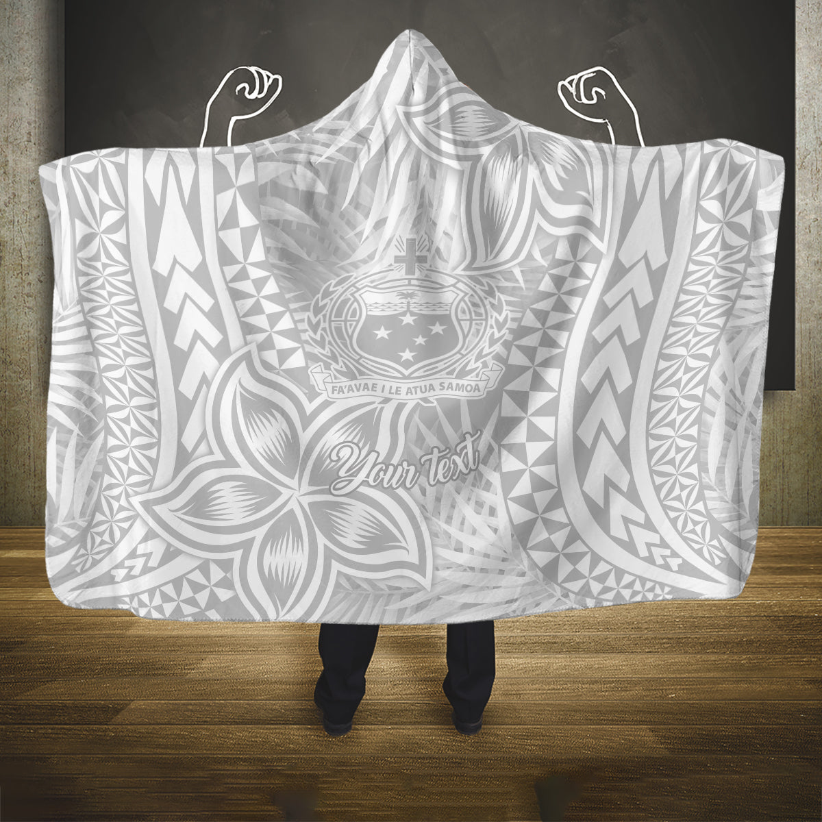 personalised-samoa-lotu-tamait-hooded-blanket-tropical-plant-white-sunday-with-polynesia-pattern