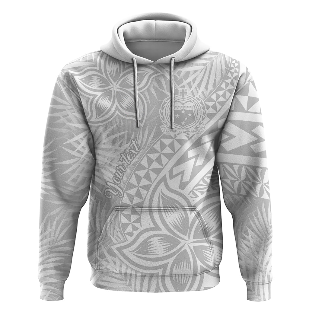 Personalised Samoa Lotu Tamait Hoodie Tropical Plant White Sunday With Polynesia Pattern - Wonder Print Shop