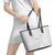 Personalised Samoa Lotu Tamait Leather Tote Bag Tropical Plant White Sunday With Polynesia Pattern - Wonder Print Shop