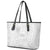 Personalised Samoa Lotu Tamait Leather Tote Bag Tropical Plant White Sunday With Polynesia Pattern - Wonder Print Shop