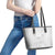 Personalised Samoa Lotu Tamait Leather Tote Bag Tropical Plant White Sunday With Polynesia Pattern - Wonder Print Shop