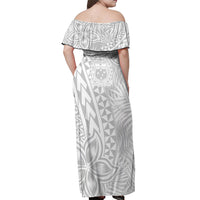 Personalised Samoa Lotu Tamait Off Shoulder Maxi Dress Tropical Plant White Sunday With Polynesia Pattern - Wonder Print Shop